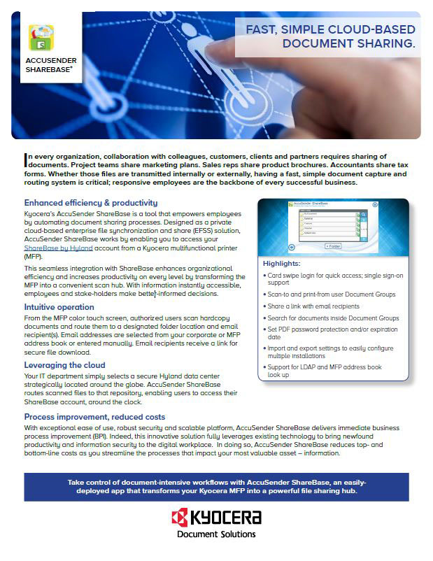 Kyocera, Software, Document Management, Accusender Sharebase, Simplified Office Solutions