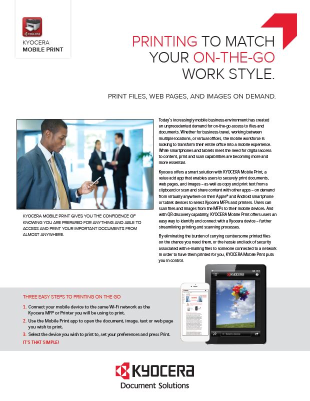 Kyocera, Software, Mobile, Cloud, Kyocera, Mobile Print, Simplified Office Solutions
